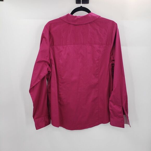 Lane Bryant 18 Purple Button Up Blouse Womens Plus Cotton Blend Stretch Top - Picture 3 of 10